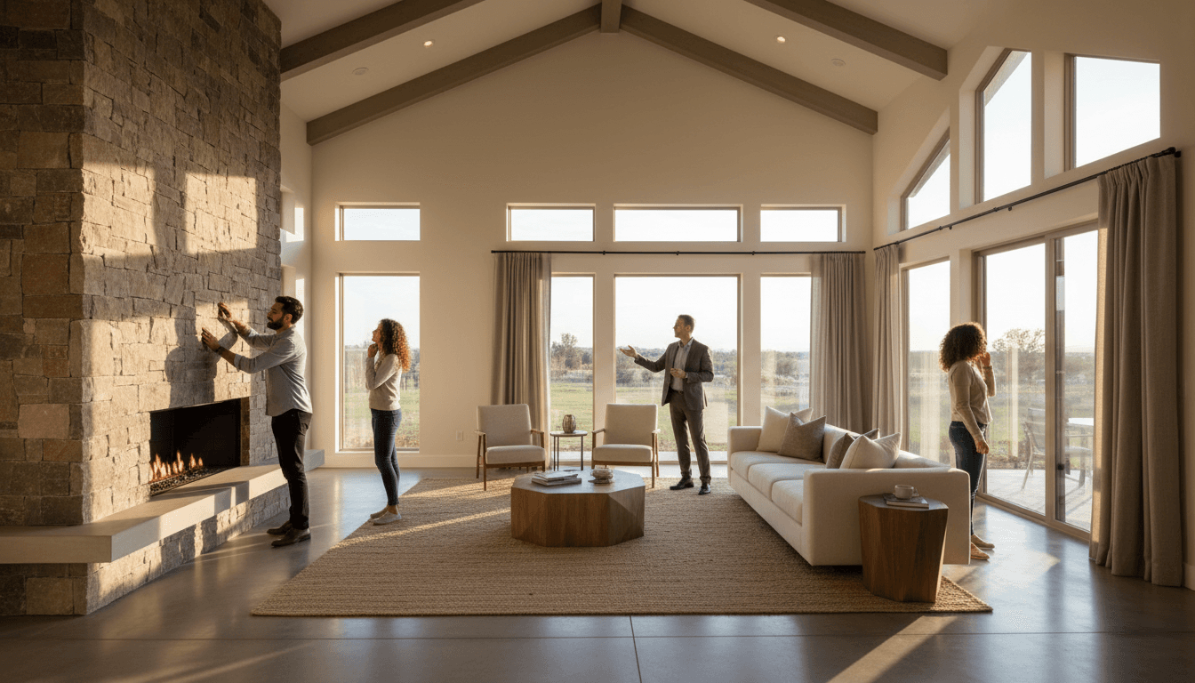 Professional real estate agent presenting luxury home to qualified buyers