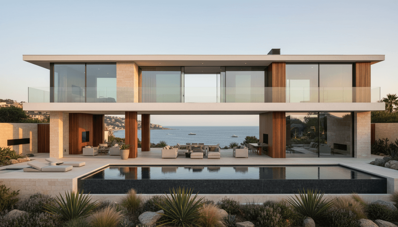 Luxury waterfront home with modern architecture and resort-style pool in Broward County