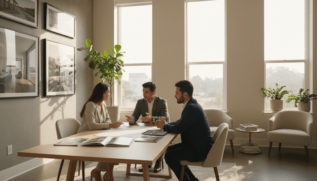 Real estate professional consulting with clients