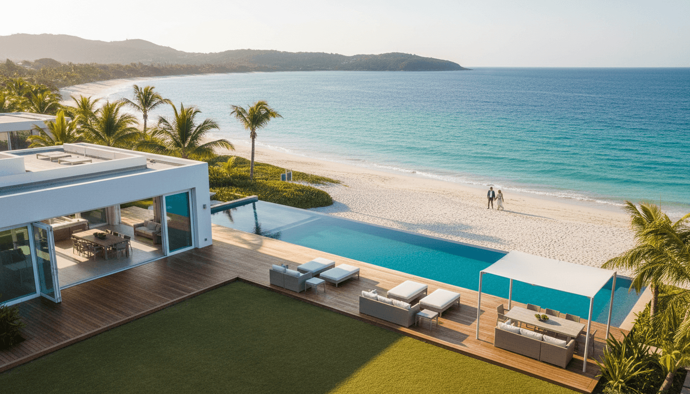 Luxury waterfront property aerial view